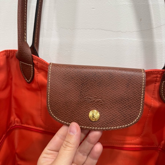 Longchamp Le Pliage Expandable Large Shoulder Tote Orange 11.75 x 7 x 15.75” - Picture 7 of 16